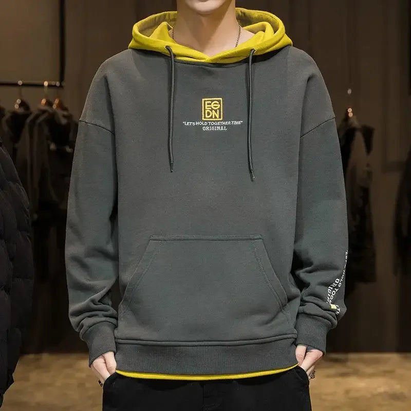 Korean Style Man Hoodies Winter Warm Sweatshirts for Men S Welcome Deal Cheap Harajuku Fashion Aesthetic Loose Simple Autumn Emo
