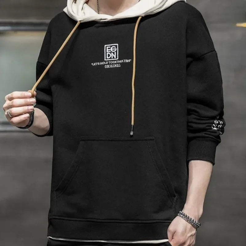 Korean Style Man Hoodies Winter Warm Sweatshirts for Men S Welcome Deal Cheap Harajuku Fashion Aesthetic Loose Simple Autumn Emo