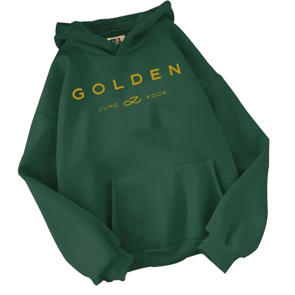 2024 Hot Jungkook Kpop Hoodie Vintage Sweatshirt Sudaderas Winter Warm Golden Album Merch Unisex Hoodies Man Woman