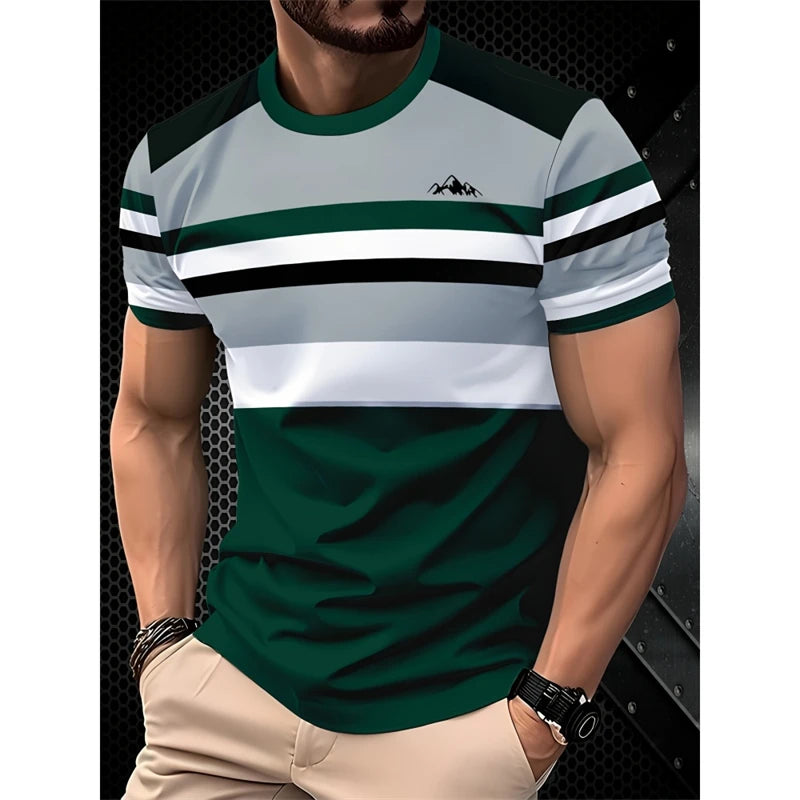 Simple Fashion Striped Graphic T Shirts For Men Summer Trendy Short  Sleeve 3D Printed T-shirts Casual Oversized Crew Neck Tees