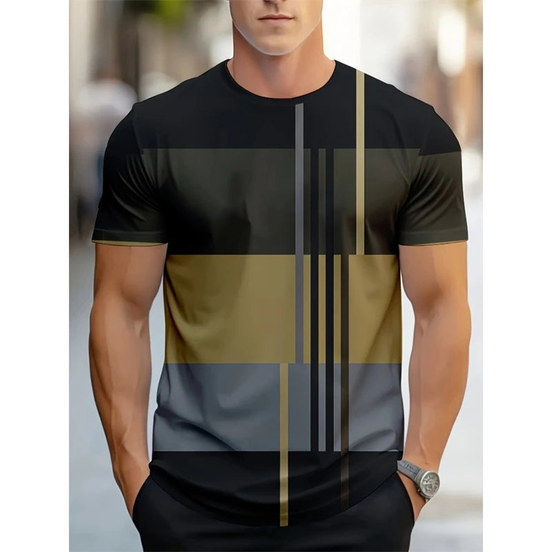 Simple Fashion Striped Graphic T Shirts For Men Summer Trendy Short  Sleeve 3D Printed T-shirts Casual Oversized Crew Neck Tees