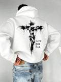 Autumn Hoodies for Men A Cross-shaped Design on The Back Print Hooded Long Sleeve Pullover Daily Casual Sport Tops Men's Clothes
