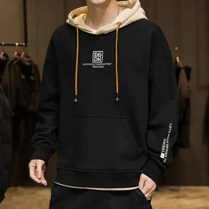 Korean Style Man Hoodies Winter Warm Sweatshirts for Men S Welcome Deal Cheap Harajuku Fashion Aesthetic Loose Simple Autumn Emo