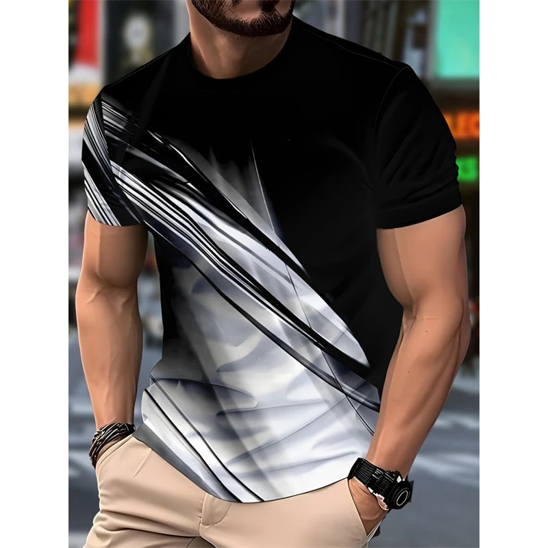 Simple Fashion Striped Graphic T Shirts For Men Summer Trendy Short  Sleeve 3D Printed T-shirts Casual Oversized Crew Neck Tees