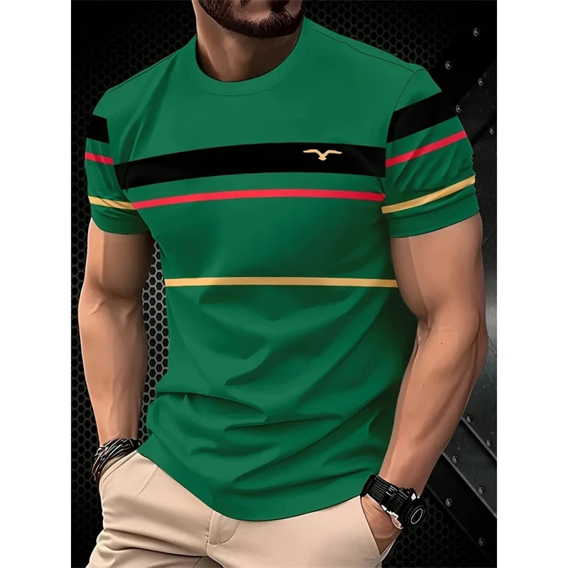 Simple Fashion Striped Graphic T Shirts For Men Summer Trendy Short  Sleeve 3D Printed T-shirts Casual Oversized Crew Neck Tees