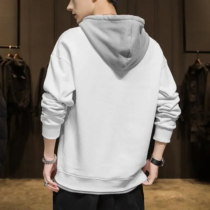 Korean Style Man Hoodies Winter Warm Sweatshirts for Men S Welcome Deal Cheap Harajuku Fashion Aesthetic Loose Simple Autumn Emo